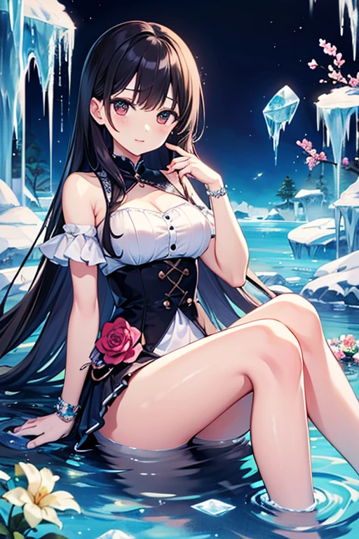 17 year old girl (linda, strong, gentle, tender) Hair:long smooth black, Eyes:de color black, fur:As white as the snow, with a short light blue dress with flower prints and black low platform heels.