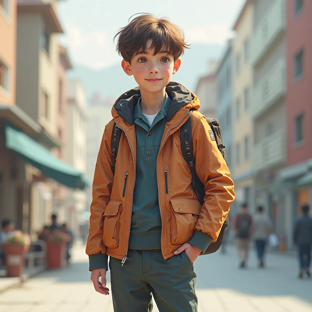 Create a character. Little Ilya Muromets, Boy, Beautiful, Brown eyes, Red hair.