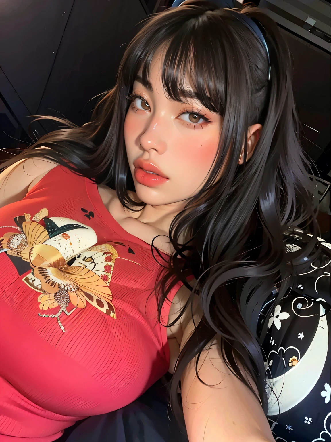 Yeji HD with cute lips and huge, an Asian adult woman , beautiful hair, Arms pretty , big , fleshy lips, beautiful eyes, very pretty eyes, very black hair