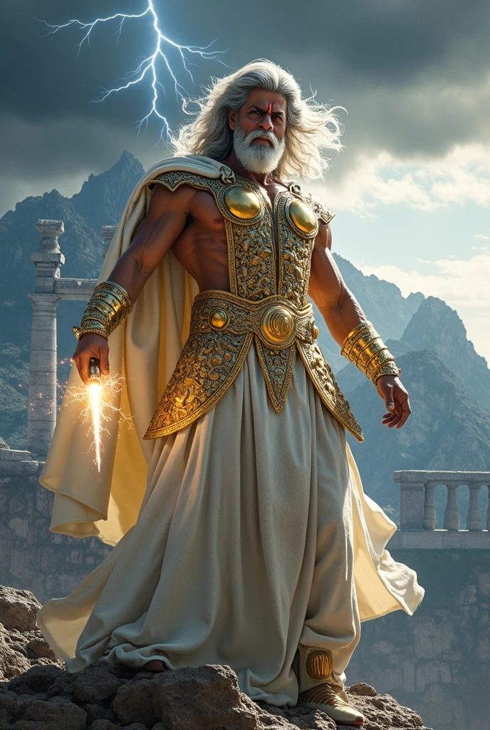crie uma pintura de Zeus mostrando seu poder