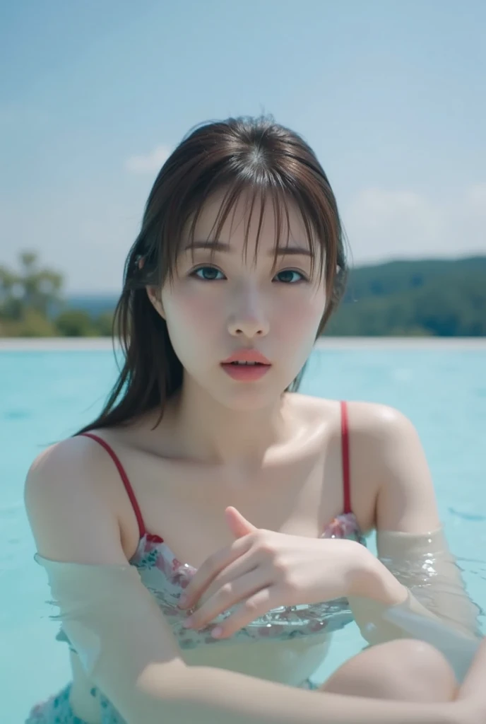 (((masterpiece))), highest quality, very detailed, detailed background, 1 girl, very beautiful girl, Japanese, 16, alone, detailed face, bangs, (random hairstyle :1.2), (young face), (perfect body:1.1), In 8K, wallpaper, wonderful, finely, super detailed, Super high resolution, very detailed, pure erotic face, very detailed目と顔, detailed and beautiful eyes, very detailedスキン, no makeup, cleavage、big breasts、red underwear、underwater、side boob, naked waist, bare armpits