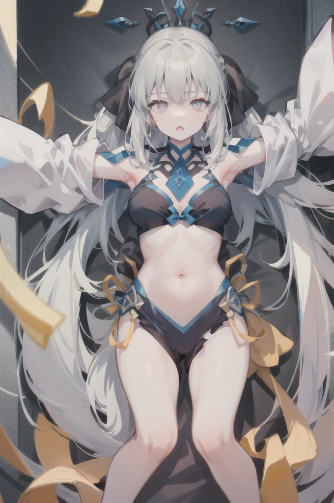 (8K, Best quality, tmasterpiece:1.2),\(Eyes detailed\),\(facial feature\),(\(Clothing details body details,(surface focus) ,Very detailed CG-8k wallpaper,hugefilesize,ultra - detailed,A high resolution,Huang Li,beautidful eyes,Ray traching,dramatic shadow,Detailed pubic hair,dramatic angles,hyper-detailing,(1 girl:1.3),(sonata:1.2),White hair,shinny hair,long, hair straight,(Hair length to hips:1.1),red eyes,