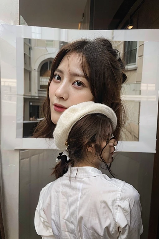 32k、High resolution、Natural light color gradation、Realistic lighting、Soft Light、Ray Tracing Technology、Backlight、Fine shading、Three-dimensional effect of the face、Film Grain Effect、Fine details、natural、Delicate light and shadow、Sharp details、Highest quality realistic textures、Smooth, glowing skin、Delicately expressing pores and fine hairs、A natural pale pink complexion on the cheeks、Black straight hair、Shoulder length、Bangs reach the eyebrows、Each and every hair is drawn in detail、Has a natural shine、Shines where light hits、Big brown eyes、The iris pattern is depicted in detail.、The pupil is clearly visible in the center、The light from the window reflects in your eyes、The reflection of light gives the eyes a little sparkle、Thin blood vessels are visible in the whites of the eyes around the pupils.、Adding Realism、Each long eyelash is carefully drawn.、Naturally shaped eyebrows、The flow of hair is clearly visible、With a bright smile、I can see my pure white teeth、Lips are naturally pink、Realistic expression of texture and gloss、There is a slight shadow on the edge of the lips、It has a three-dimensional effect、Subtle light reflections are drawn on the surface of the teeth.、Gums are a healthy pink color、Smooth jaw and beautiful face line、There is a slight shadow under the chin、The boundary with the neck is drawn naturally.、The fine muscle lines are visible on the neck.、Healthy impression、White blouse and navy blue sailor suit、The uniform has a neatly tied red ribbon on the collar.、The texture and wrinkles of the clothing fabric are depicted in detail