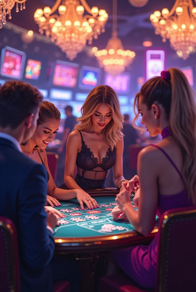 A bunch of pretty young women in various states of undress. They are sitting around a table playing cards (strip poker). Clothes are in the ante pile. They have colorful drinks. TV show