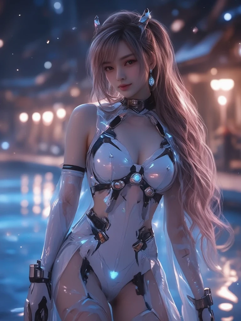 "a formidable paladin,Wielding a radiant sword, Emit powerful light magic. The scene is set in a dark and mysterious cityscape, Illuminated by the light of the Paladin's sword. This work has been carefully crafted, Amazing attention to detail and cinematic lighting. The overall aesthetic is reminiscent of Fujifilm photography, Capture the beauty and depth of a scene."