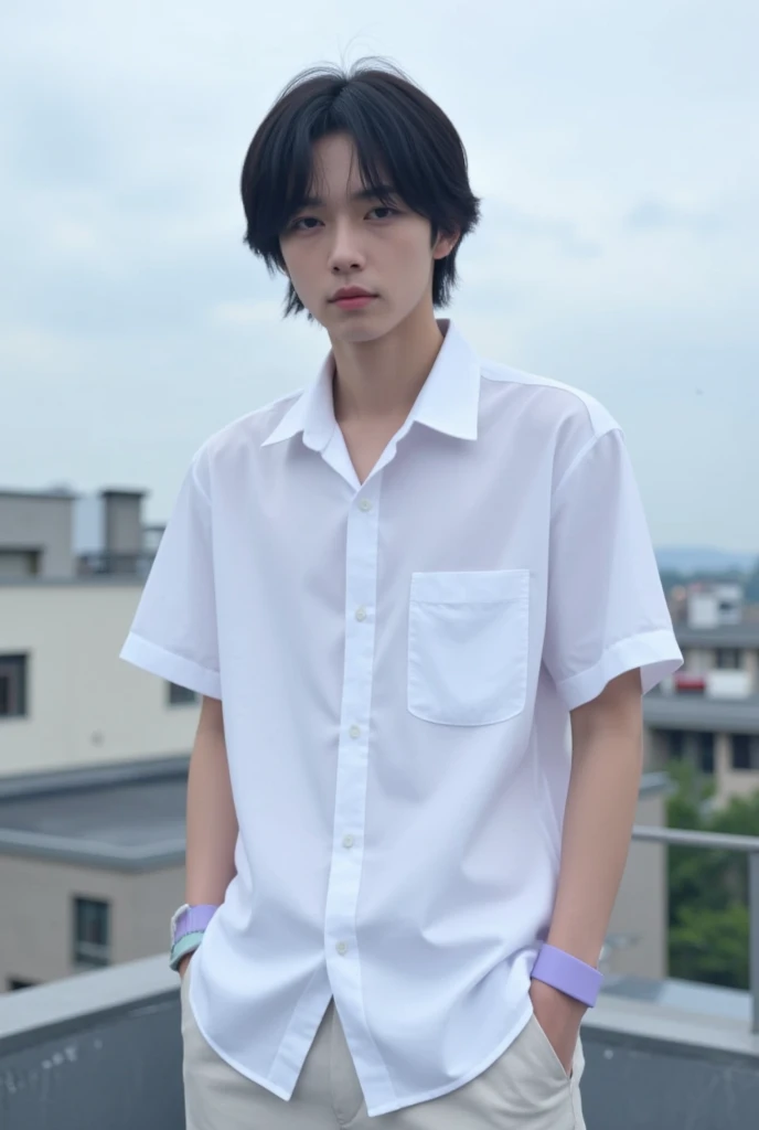 One boy、Beautiful Boy、18-year-old、Japanese Boy、Beautiful Boy、Black Hair、classroom、White underwear、Change of clothes