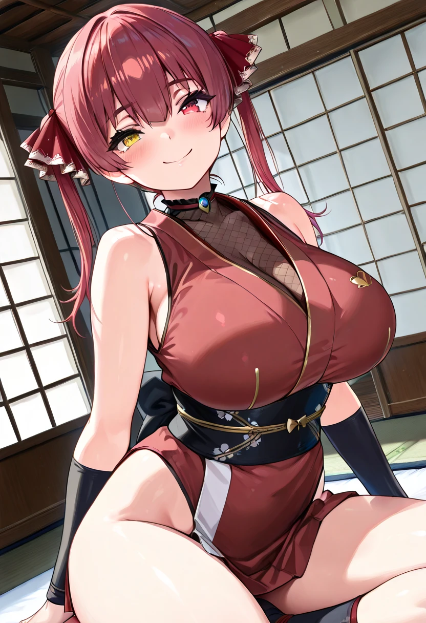 Highest quality、masterpiece、high resolution、8k、High resolution、(((Stretch your legs and rotate your hips、Big Breasts、Exposing the breasts)))、Red Chinese dress、Beautiful beauty、Red Hair、((whole body))、(((Photo taken from below)))、School、classroom、mini skirt、Panties are black lace、Ranma、tall、Model-like body、slender、Long limbs、Hairstyle pigtails、tall、Big Breasts、Beautiful belly button、Sexy pose、Put one hand on your hip