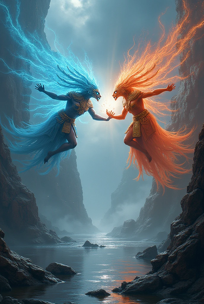 Chinese mythology two gods fighting to destroy the universe 