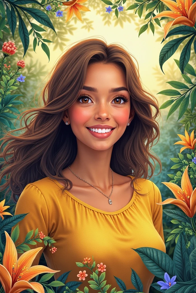 Create a character named Lucy , inspired by the characteristics of Magalu. Lucia is a woman with long, curly hair, Caring and devoted mother, bem como uma esposa amorosa. She is passionate about saving money on grocery shopping and always looks for the best deals to ensure her family has everything they need.
Lúcia is an enthusiast of the Economizei app , usa roupas verdes com o logotipo do aplicativo, simbolizando seu compromisso com a economia inteligente. She is an optimistic person, Always ready to share helpful tips with other moms and families on how to save on groceries.
She is known for her ability to find the best prices for quality products,