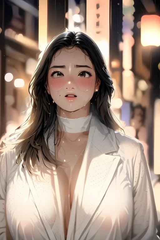 professional portrait photograph of a gorgeous Norwegian girl in naked blonde hair, sultry flirty look, gorgeous symmetrical face, cute natural makeup, ?????, ((standing outside in snowy city street)), stunning modern urban environment, ultra realistic, concept art, elegant, highly detailed, intricate, sharp focus, depth of field, f/1. 8, 85mm, medium shot, mid shot, (((professionally color graded))), bright soft diffused light, (volumetric fog), trending on instagram, hdr 4k, 8k