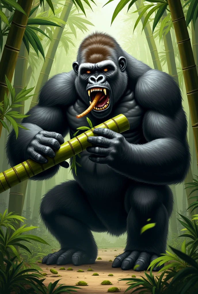 Cartoon illustration gorilla smoking cigar vector art angry face