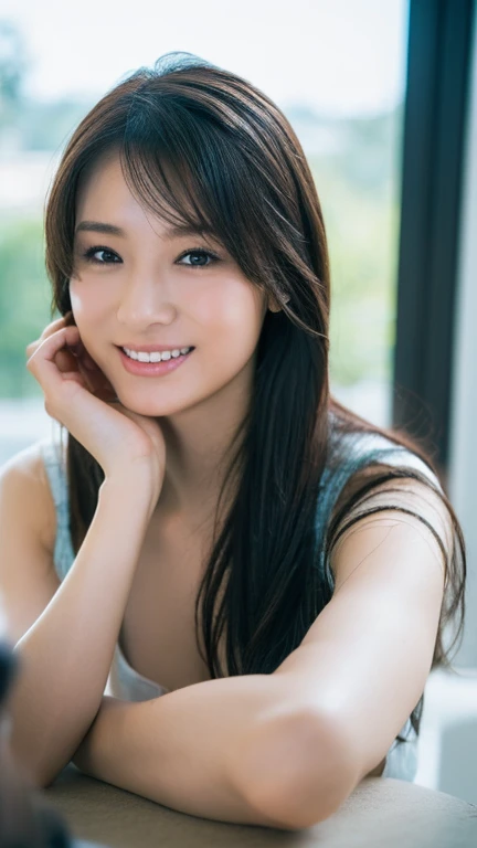 highest resolution, 4k, masterpiece: 1.3), japanese mature, sexy, fine eyes, 30 generation women, realistic teeth, double eyelid, whole body, highest quality, be familiar with, feel horny