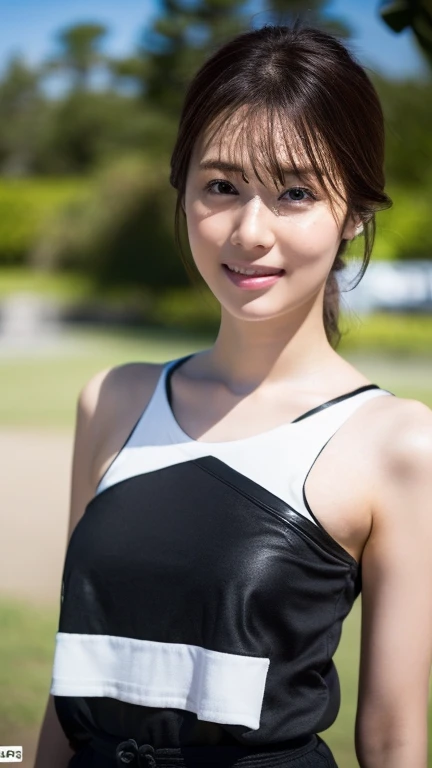 (8K、Raw photo、highest quality、masterpiece:1.2)、(realistic、Photoreal)、1 girl、((in the forest、smile、black long dress、stand with hands on hips、big breasts、Seen from the front、stand with legs apart、))、lots of eyelashes、Glitter on your eyelids、skeletally correct、smile、standing with hands on hips、