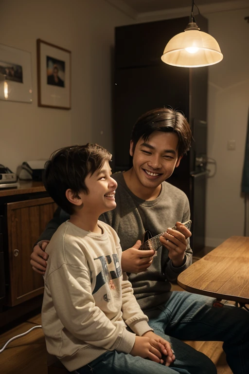 Image: A living room with a cookie jar on a table. A dog (Buddy) is standing on its hind legs, reaching for the jar with a mischievous grin. Meanwhile, a  (Sam) is sneaking up behind Buddy with a playful expression, holding a "Wanted: Cookie Thief" poster. In the background, a parent (Mom) is peeking around the corner, stifling a laugh.
Text: Sam's speech bubble: "Aha! Caught you red-handed, Buddy!". Buddy's thought bubble: "Who, me? Just doing a taste test!". Caption at the bottom: "The Cookie Thief... Busted!"