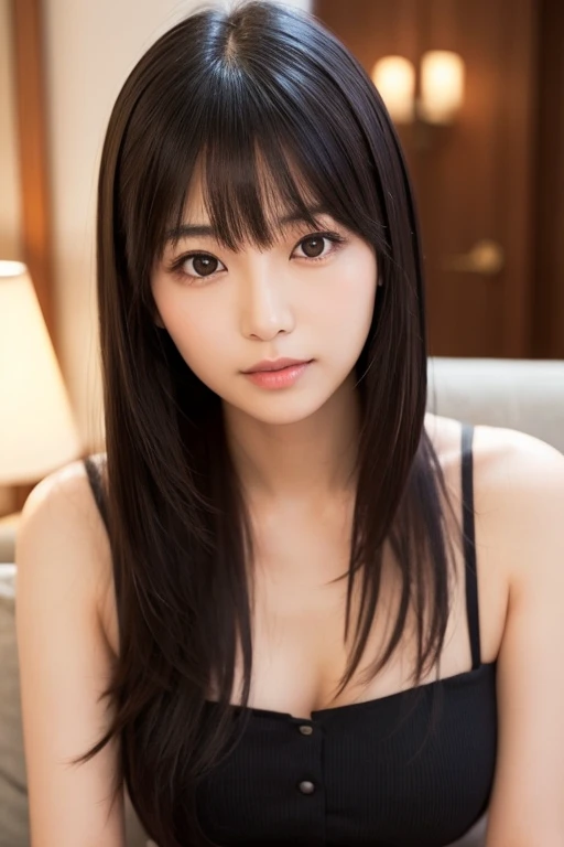 (best quality,4k,8k,highres,masterpiece:1.2),ultra-detailed,(realistic,photorealistic,photo-realistic:1.37), , asian girl, 13 year old, solo, long hair, small breasts, looking at viewer, brown eyes, jewelry, full body, necklace, mini bra, flirting with camera, childlike face