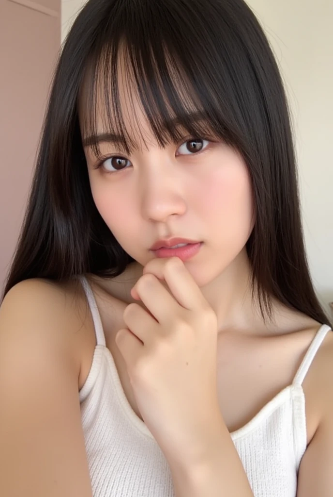 (((Woman lying on bed in bedroom)))、Emphasize the chest、((nude, naked))、(Reddish brown wet shiny hair)、(The bangs are see-through)、cheeks turn red、pointed red mouth、Large Breasts、Perfect body curves、Beautiful clavicle、Wet Hair、Wet Face、Wet body、Wet Skin、Detailed hair features、Detailed facial features、looking at the camera、(Dynamic Angle)、(Dynamic and sexy pose) 、Cinema Light、(masterpiece、highest quality、Ultra-high resolution output images、Write boundary depth、Intricate details、Adding dimension to your subject with the contrast of light and shadow、)、Digital illustration、Single-lens reflex camera、(Photorealistic:1.3)、(8k quality、Anatomically correct facial structure、)、(SeaArt 2.0 Mode:1.3)、(Picture Mode Ultra HD、)