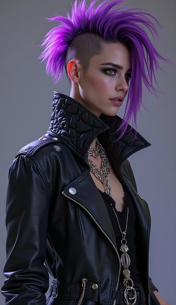 mulher loira gotica, cabelo punk curto, roupas pretas, 4k, high-res, obra-prima, melhor qualidade