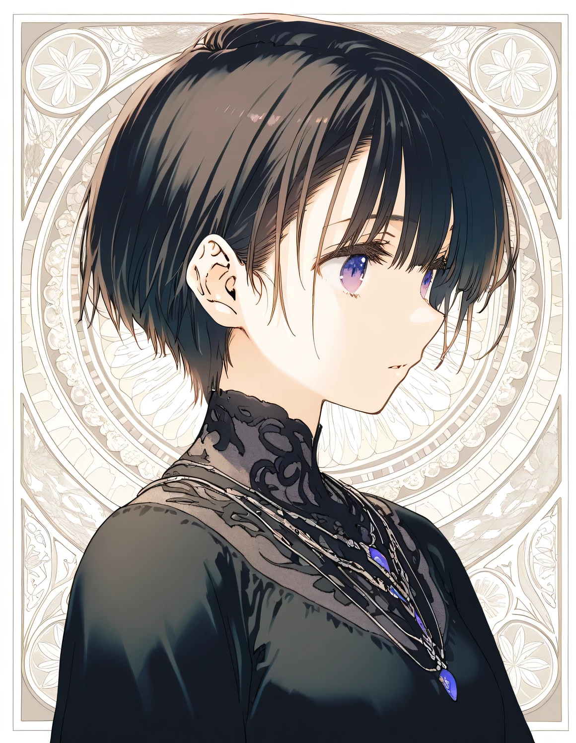 1loli girl, short hair, beautiful eyes, fantasy, upper body,character_profile,(artist:mitsumi_misato),artist:fujiyama,artist:amazuyu_tatsuki, official_art, best quality, masterpiece, very awa, absurdres, highres, ultra-detailed, super detailed skin,Realistic texture,very aesthetic,clear line illustration,analogous colors, limited palette,sexual lighting,