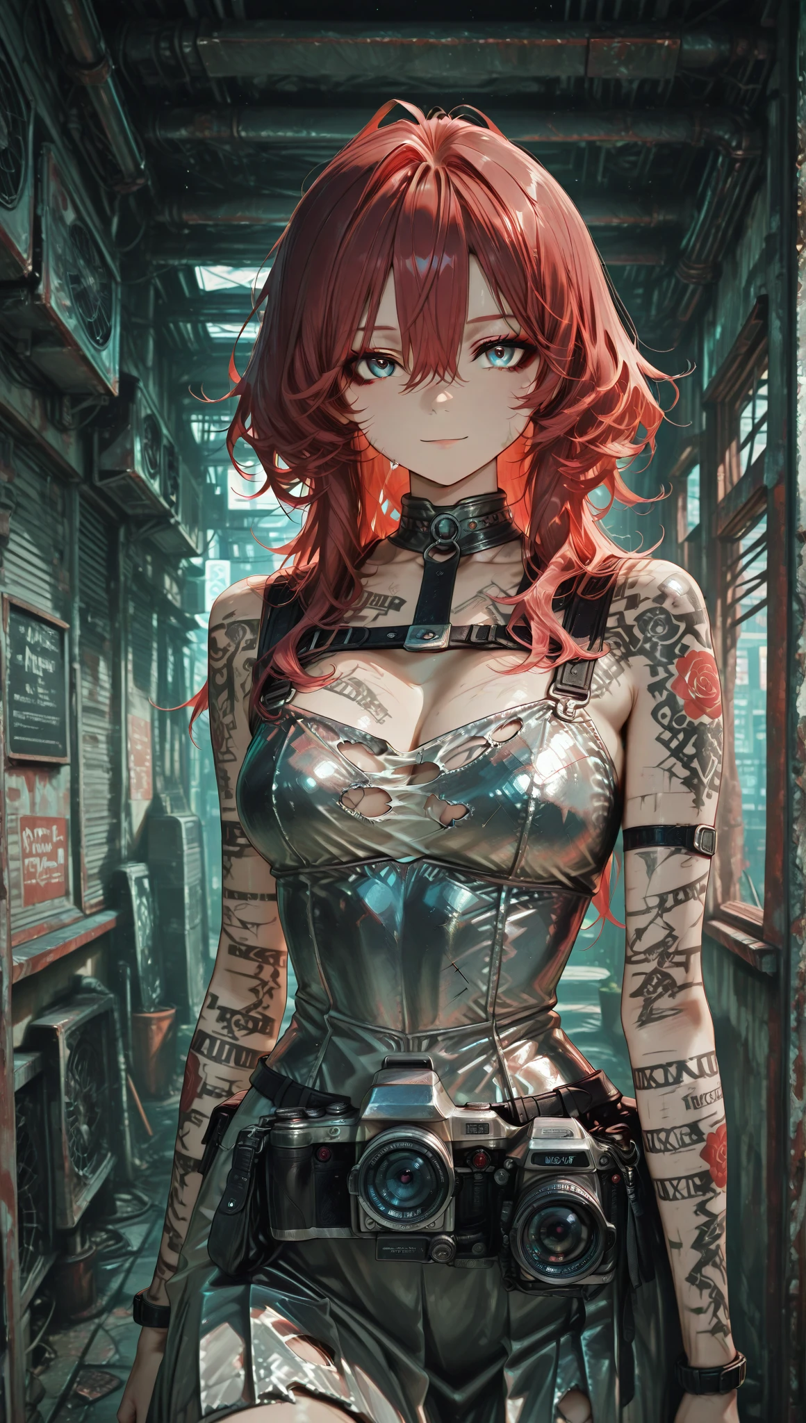 A girl whose face is stained with blood,Twin-tailed,large full breasts,Very big ass、Tank Tops,low rise jeans,Looking down here,Laugh with your mouth wide open,torture room,murky,8K,High quality,Super Detail,super precision,Bloody,hanging body bag,Slasher,