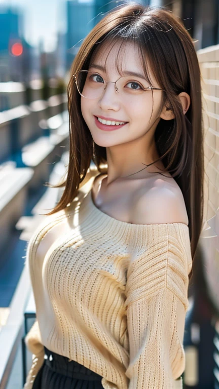 Beautiful, tanned, glowing skin、Long brown hair that changes depending on the light、Long bangs between the eyes that block vision、Dark Eyes、Cheek gloss highlighter、The most beautiful face in the world、Small Face Beauty、Full Body Shot、Beautiful woman、Ample breasts、thin、narrow、smile、1 Girl、sexy、Casual Business Wear、A lake with a beautiful view、noon、 