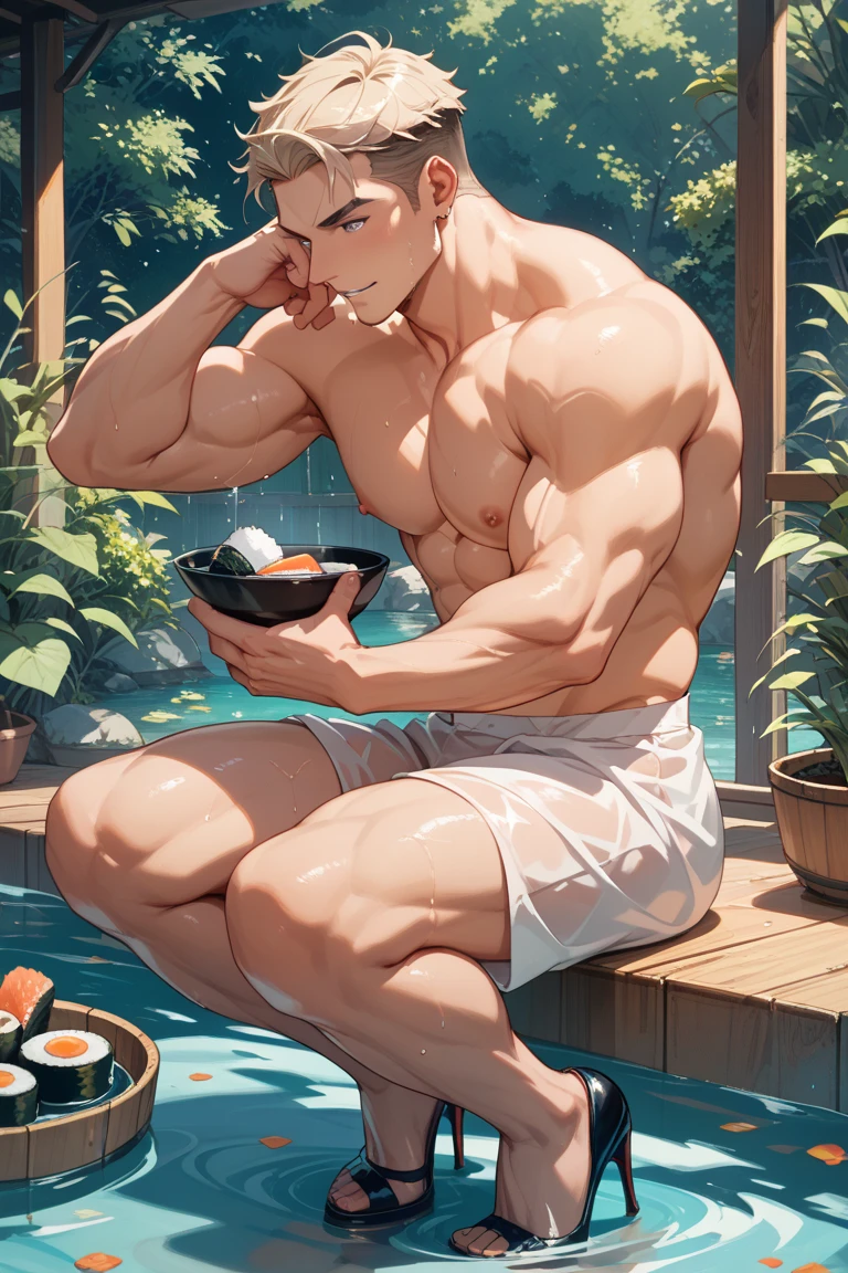 muscle men,white thong