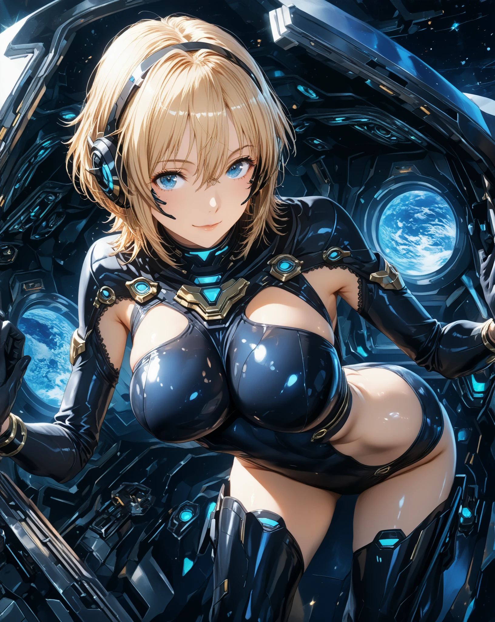 see-through leotard, elbow gloves, thighhighs,
djeeta,Zeta,One Girl,Blonde,Shiny Hair,short hair,hair band,Brown eyes,
Shiny body,(Huge breasts, Glamour:1.1),(Huge hips),Tight waist,Long legs,
(Realistic eyes, Natural skin texture, Realistic facial details),
High resolution,Sharp focus,(Super detailed,Very detailed),(Very detailed CG unity 8k wallpaper),(((Vibrant colors))),{best illustration},
Beautiful Eyes,Symmetrical eyes,Big eyes:1.5,Seductive eyes,((complete anatomy)),Perfect Fingers,
Arrogant look, Domineering smile, seductive smile,
(extreme close-up of thigh:1.5), (The view is from very close below:1.5), Pushing hips forward, (sitting), Open legs wide, spread legs, hands on own hips,