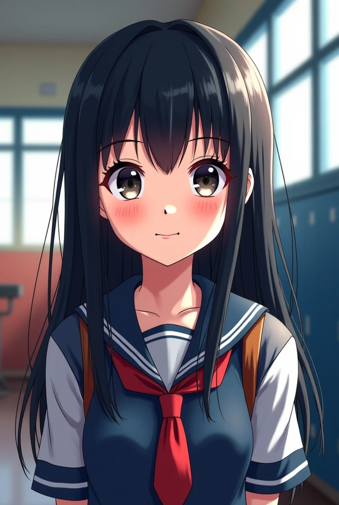 One person、Long Hair、、Black Hair、With bangs、6 year old girl、small、1st grade elementary school students、Baby Face、Blushed、Innocent face、Big eyes、barefoot、black eye、cute、Are thin、凄くsmall胸、身長のsmall、With legs apart 、School、Bare Skin、((Upper body naked))、Show the whole body、On all fours,