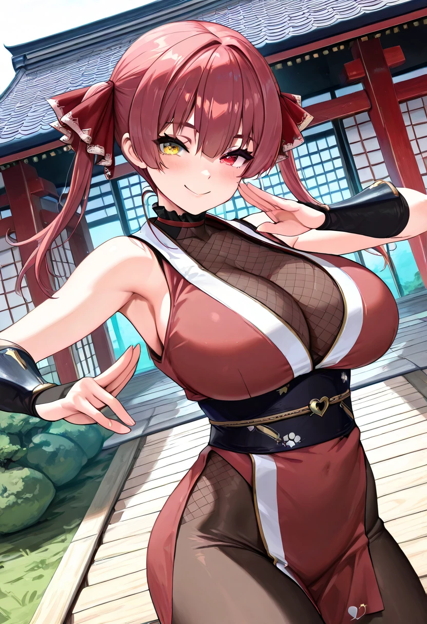 Masterpiece, Best Quality, Super Detailed, High Definition, Expensive Resolution, HDR, 4k, 8K, Unity 8k Wallpaper, Super Detailed CG, Masterpiece, Beautiful Details, Depth, Fine Texture, Super Fine: 1.3, Fully focused, crispy, skin, Very cute anime girl, ((red right eyes)) , looking at camera, ornament, heart, choker, sfw, covered medium breasts, red hair with cat ears, wearing a Japanese red shiny ninja like outfit, white fur, wearing gloves , carrying a sword, fullbody, fighting pose
