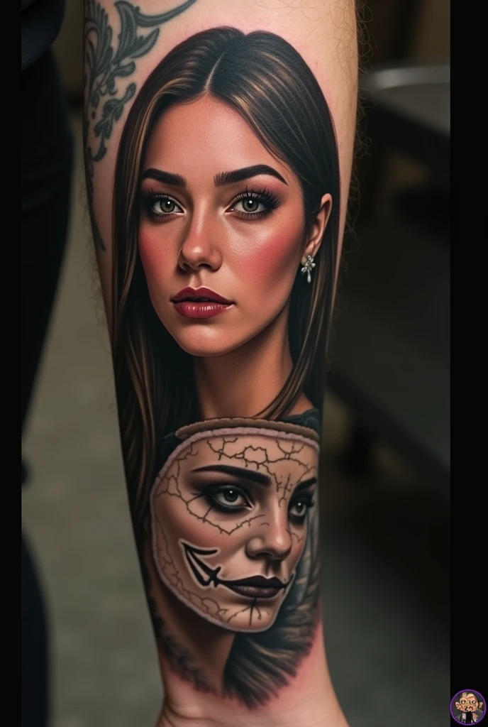 A woman with a tattoo on her arm and a tattoo on her arm, tattoo sleeve on her right arm, mulher detalhada, Tattoos on the arm, arm tattoo, Estilo de tatuagem, fotografia de uma tatuagem de manga, corpo superior realista bonito, parte superior detalhada do corpo, estilo de tatuagem preto e cinza, mulher extremamente detalhada, Coberto, tatuagem de corpo inteiro, tatuagens de corpo inteiro, tatuagens de corpo inteiro