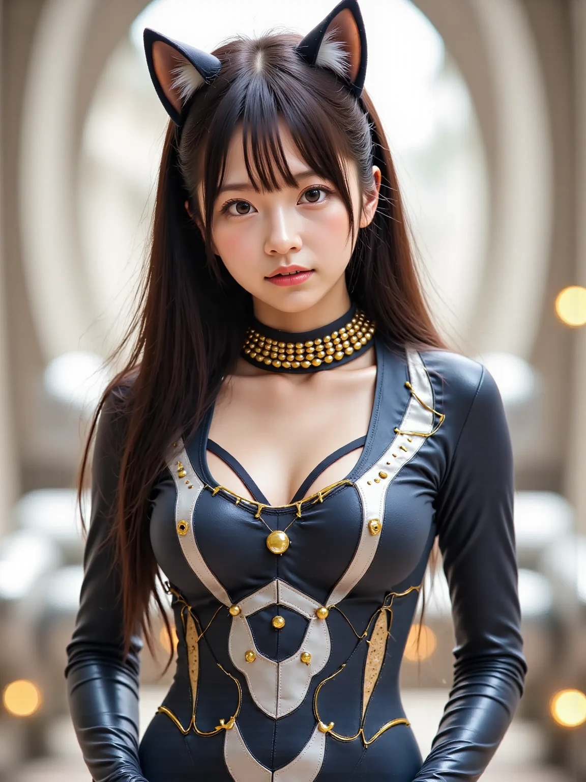 (masterpiece:1.2), ultra detailed, ultra high res, (realistic, photo realistic:1.37), high detail RAW color photo, professional photograph, an extremely delicate and beautiful, extremely detailed, Amazing, finely detail, extremely detailed beautiful girl, extremely detailed face, extremely detailed eyes, extremely detailed skin, extremely detailed fingers, extremely detailed nose, extremely detailed mouth, perfect anatomy, highly detailed background, (a famous actress of Japan:1.3), blond hair, ponytail, Tanned skin, (gyaru:1.25), Dynamic lighting, (cyberpunk:1.3), (cyberpunk city), neon sign, (hologram:1.25), (full body:1.2), (BLACK ROCK SHOOTER:1.4), midriff peek, (steampunk:1.45)