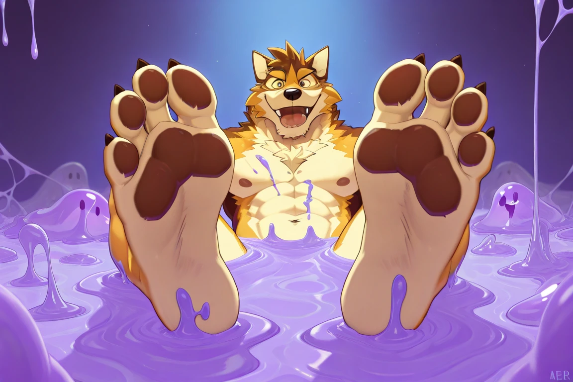 solo anthro, indoors, (shower, showering, standing, one hand against wall, leaning forward), ((fox mccloud \(starfox\), fox mccloud, light brown fur, white snout, green eyes), ((detailed wet fur, eyes closed, tongue out)), balls, sheath, knot, masturbating, cumming, cum, (masterpiece, best_quality, 2k, 4k), ((by hioshiru:1.3)), by thesecretcave, by braeburned, by kuroodod, by dagasi