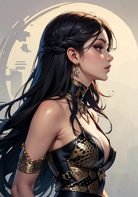 modelshoot style, (extremely detailed CG unit 8k wallpaper), full shot body photo of the most beautiful artwork in the world, beautiful long dress, black hair, long hair, brown eyes, majestic professional oil painting by Ed Blinkey, Atey Ghailan, Studio Ghibli, by Jeremy Mann, Greg Manchess, Antonio Moro, trend at ArtStation, trend at CGSociety, Intricate, High Detail, Sharp, Dramatic, Photorealistic Painting Art by Midjourney and Greg Rutkowski