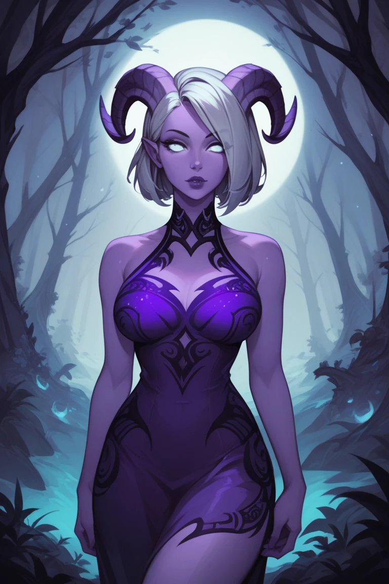 (((A seductive and cunning female half-orc rogue centered in the foreground))),(((bantu knot hairstyle))), ((22 years old)), ((silver bioluminescent eyes)), (((black dragonscale scalemail with teal cloak))), ((corrupted glowing makume gane filigree bra)), ((corrupted bioluminescent filigree ankh necklace)), dark fantasy, dark atmosphere, forest, ((night)), bioluminescent bat swarm, volumetric lighting, best quality, masterpiece, intricate details, tonemapping, sharp focus, very detailed, trending on Artstation 4k, realistic, 8k, cinematic lighting, (((Full blood moon vibrantly lighting the scene))), (((fish eye lens))), ((colorful)), ((beautiful face)), (((thicc hips))), (((thicc thighs))), (((revealed stomach))), (((low cut top))), (((angle from above))), (((piercings))), ((((looking at viewer)))), professional artist, {masterpiece}, {bioluminescent halo lighting from behind}