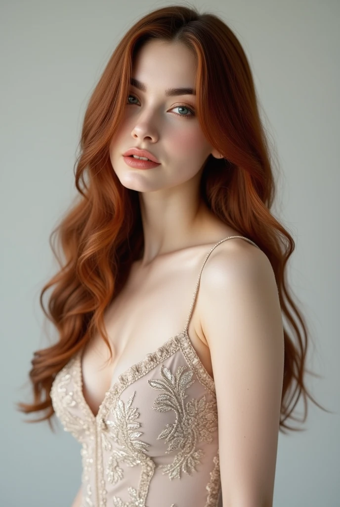 European woman model wearing long jumpsuit 