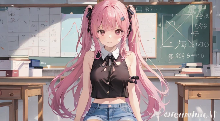 nodokaharamura, nodoka haramura, blue eyes, hair bow, long hair, pink hair, bow,
BREAK blue skirt, kiyosumi , pleated skirt, , serafuku, skirt,
BREAK looking at viewer,
BREAK indoors, classroom,
BREAK (masterpiece:1.2), best quality, high resolution, unity 8k wallpaper, (illustration:0.8), (beautiful detailed eyes:1.6), extremely detailed face, perfect lighting, extremely detailed CG, (perfect hands, perfect anatomy), showing his back side hips bikini look
