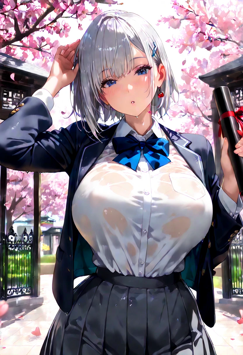 masterpiece, best quality,girl, solo, white hair, black hair, multicolored hair, x-shaped pupils, black eyes, solo, cherry blossoms, hanami, pink flower, white flower, spring season, wisteria, petals, flower, plum blossoms, outdoors, falling petals, (large breast),thick thighs, ,undersized clothes,((white sweater,black leggings, black with red accent pleated skirt)),commercial photography,at night, lights, High Detail, Sharp focus, (photorealism), realistic, best quality, 8k, award winning, dramatic lighting, epic, cinematic, masterpiece, rim light, ambient fog:1.3, dutch angle, depth of field,8k uhd, high quality, motion blur, depth blur, cinematic, filmic image 4k, (unlit face:1.4), (unlit:1.3), (upper body shot:1.1), (very dark:1.1, underexposed:1.1),(falling over,suprised face:1.5),commercial,at night, lights, High Detail, Sharp focus, (photorealism), realistic, best quality, 8k, award winning, dramatic lighting, epic, cinematic, masterpiece, rim light, ambient fog:1.3, dutch angle, depth of field,8k uhd, high quality, motion blur, depth blur, cinematic, filmic image 4k,(walking back from viewer), looking at viewer,