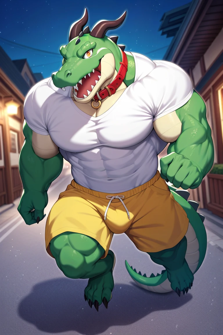 Solo, male, alligator, hungry expression, big face, fangs, blep, thick tongue, green eyes, detailed eyes, overweight, flabby, big, massive, giant, fat, tall, big arms, by dangpa, by ghostfood, by glitter trap boy, (white sweat stained tank top, messy clothes, dirty, oil stains, pants pulled down, hard penis, exposed penis, no pants, naked bottom, hard red penis, alligator penis, feral penis, wet, precum, detailed crotch))), sitting on chair, legs spread, bare feet, claws, masturbating, stroking penis, holding penis, pleasure, orgasm face (car mechanic workshop, day time, messy), white eyes, black pupils