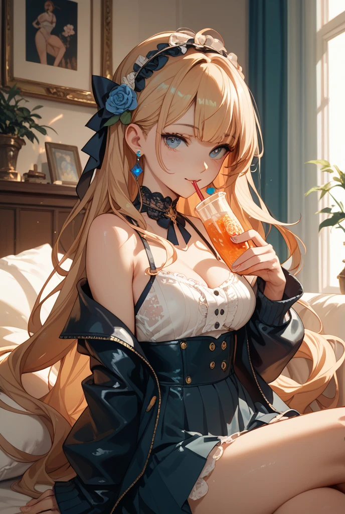 （Enrich the picture，Masterpiece level quality）Beautiful 8K CG artwork，Goddess-like posture，sittinng on the river，Postural exercises，Slim and soft，Translucent skin，Coffee-colored hair、The beauty of extra-long hair, Super Long Straight Hair，The skin is fair and juicy，Underwear miniskirt uniform，Perspective Part 1.2x enhanced silhouette effect，Exquisite transparent blues pattern in pajamas，The details are intricate and exquisite，The background is slightly blurred，Charming and lustful leg seduction，Drool，K cup big breasts，Blush，Japan goddess，Perfect body slim curves，Scene by the sea，