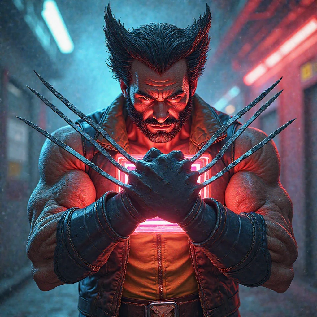 Wolverine, Cyberpunk, 4k