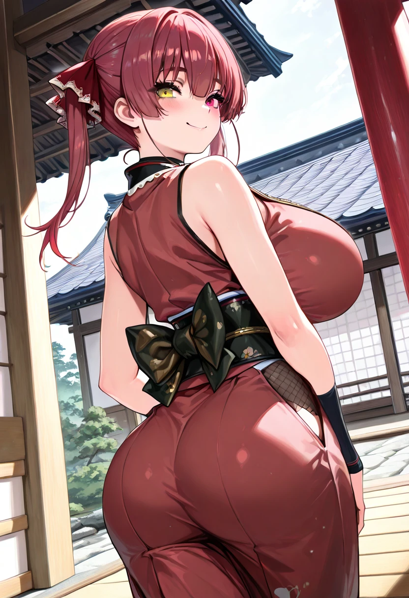 (top-quality、8k、​masterpiece、UHD)、1girl in,Very beautiful 30 year old Japan woman、beautidful eyes、Bloodthirsty look、dark sky、the wind、Basking in the morning sun、Model body type、Show off your ass、Looks Back、Crimson fibers、 The shirt、Twisting the skirt、Dragon scales、thighs thighs thighs thighs、Looking at the camera、Focus on the eyes、bladerunner