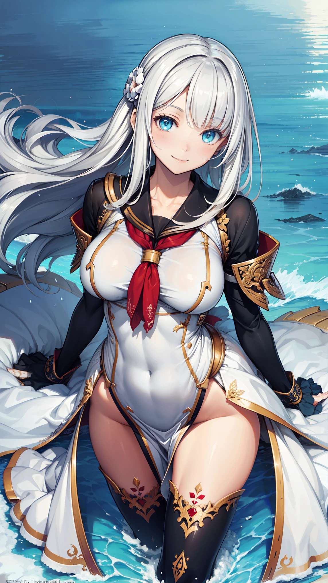 (highres), (absurdreest quality), (high quality), (masterpiece), 1girl, shenhe \(genshin impact\), long hair, silver hair, large breasts, arms behind back, ( bunny), leotard, black thighhighs, rabbit ears, hair over one eye, single braid, rainbow eyes, underboob, jewelry, looking at viewer, hair ornament, tassel earrings, fantasy, outdoors, storm, snow, snowing, , doing , a woman is riding a big cock of white male student, hard cock of white male student,
