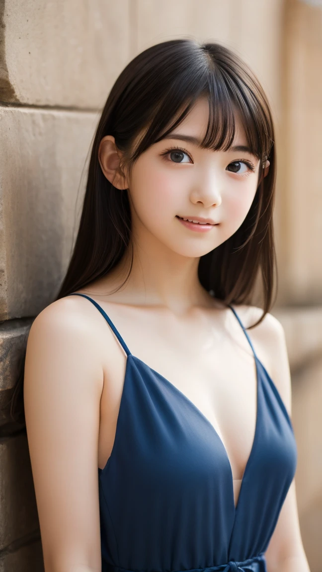 masutepiece, Best Quality, 8K, 10yaers old, Teen, Raw photo, absurderes, award winning portrait, Smile, Solo, Idol face, violaceaess, Delicate girl, Upper body, Digital SLR, Looking at Viewer, Candid, Sophisticated,Thin arms, Professional Lighting, Film grain, chromatic abberation, (Eyes and faces with detailed:1.0), (Bokeh:1.1) , (Ruffled swimwear:1.1) , closes mouth , swimming pools , Small breast-sized breasts ,