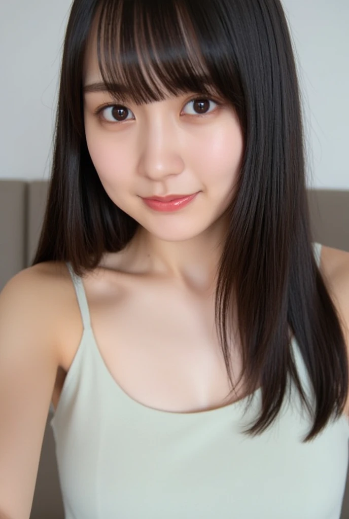 masterpiece, highest quality, 4K, Ultra-high resolution, mishoujo, Painting, Beautiful eyes and fine face, figure, Beautiful details, high resolution figure, Shine_white_particle, One girl, Small breasts、Large Breasts、High 、Japanese、Japanese Idols、A kind smile、