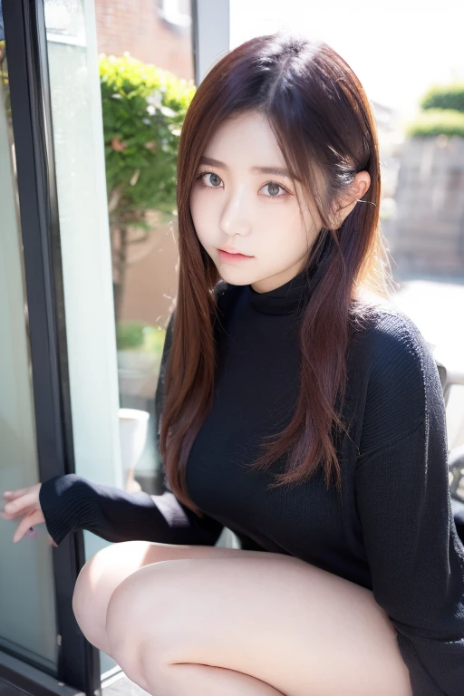 超A high resolution,masutepiece,Best Quality, Photorealsitic, Very delicate face in 8K,Detailed eyes,very intricate,perfect glossy shiny skins,Perfect Lighting,Detailed Lighting,Dramatic shadows,Ray tracing,
1girll,full body Esbian,Black sweater,medium breasts、