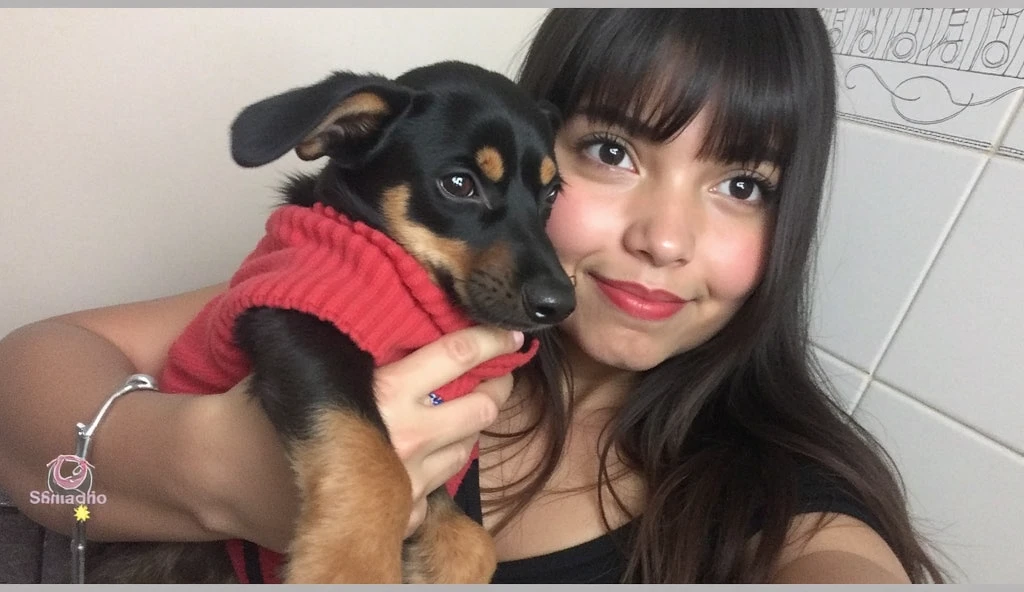 Modelo latina, between 25 to 30 years, foto para instagram, junto a su perro Beagle, foto tomada con un iPhone 14, foto realista