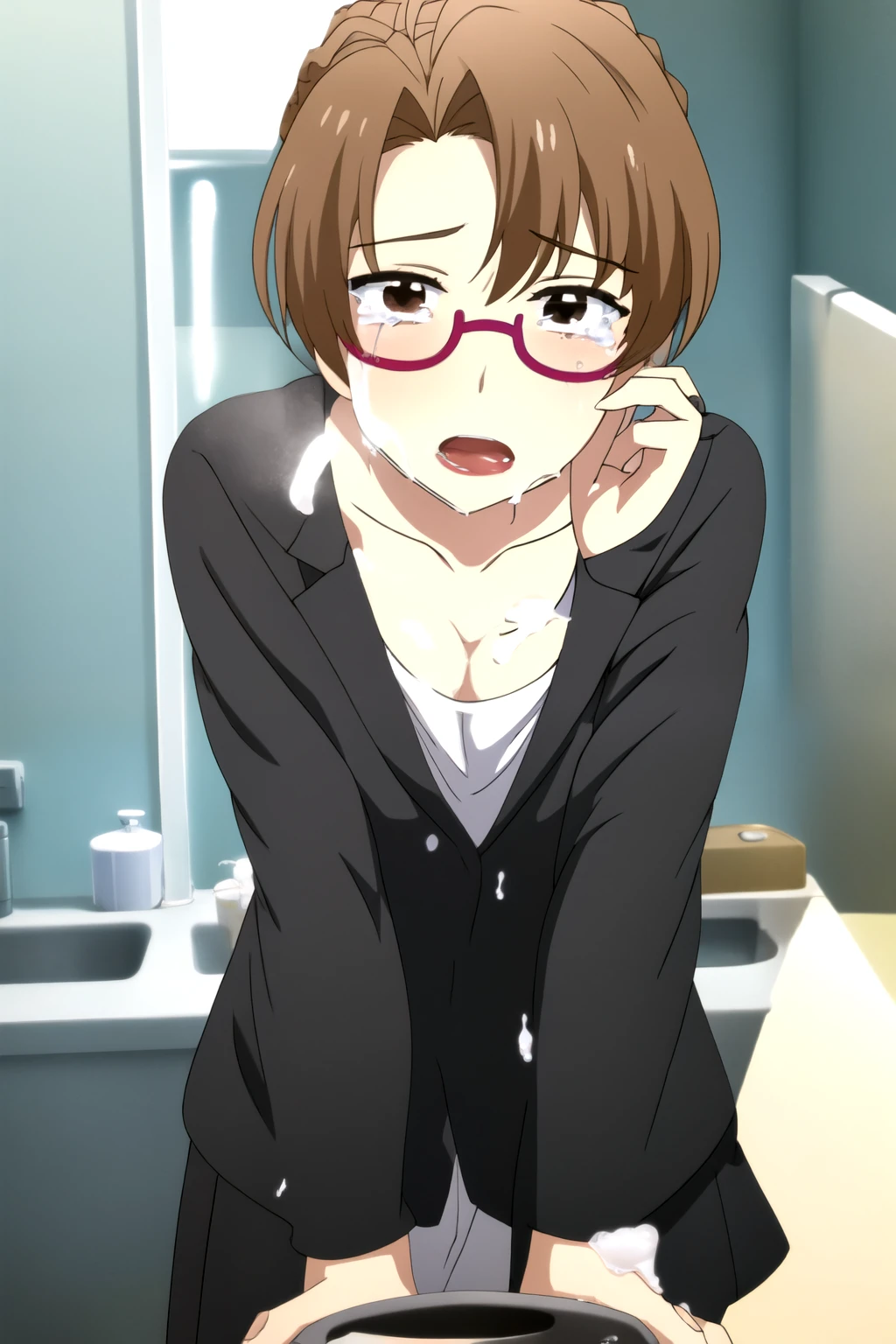 Open your mouth and face filled with semen、Sucking cockผ่านรูในห้องน้ำ。,Sucking cock,Cracked water on the face
Open your mouth, Crying, 