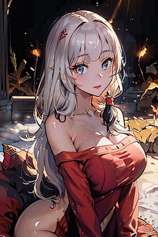 Loona in a chinese dress with big breasts
