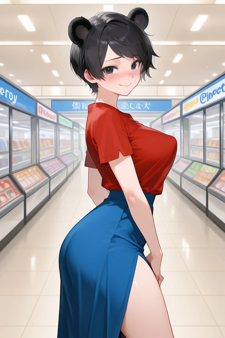 score_9, score_8_up, score_7_up, score_6_up, score_5_up, BREAK  <lora:TekuUlt_PonyXL:0.8> tekuult, 1girl, cowboy shot, standing, looking at viewer, metallic top, carpenter pants, BREAK shopping mall