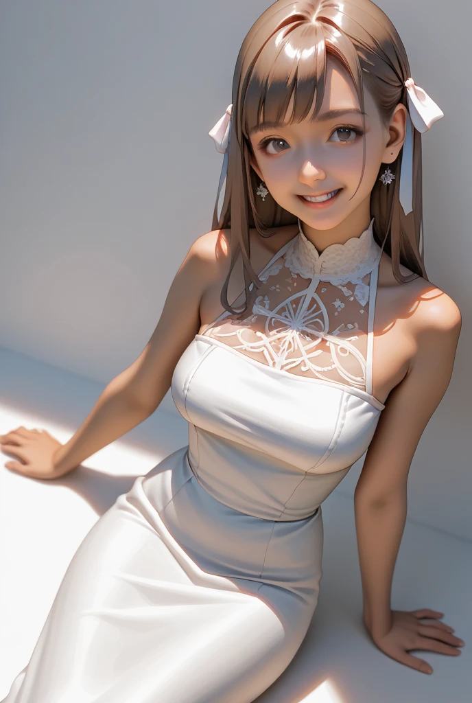 aausagi, double bun, twintails, parted bangs, circlet, jewelry, earrings, choker, red bow, white gloves, elbow gloves, blue skirt, standing, outdoors, bright light on the face,
( moon background:1.1),cowboy shot,
best quality, highly detailed,photorealistic, realistic, masterpiece, absurdres, detailed skin texture, (detailed eyes, deep eyes,detail hair:1.0),remarkable detailed pupils,
1girl,solo,(smile:1.2),(happy:1.1), narrow waist,large breasts,
