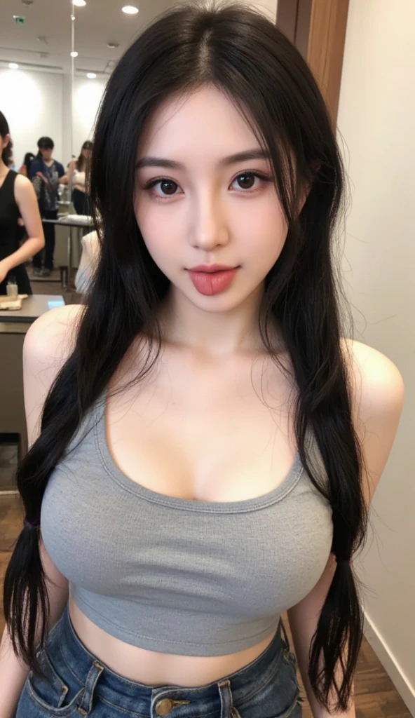 ((Best quality, 8k, Masterpiece :1.3)), Sharp focus :1.2, A pretty girl 24 years old with perfect figure :1.4, Slender abs :1.3, Raw photography、超A high resolution, full body, Ultra High Definition, (Photorealistic:1.4), Detailed Photo, Smiling, Sexy, Facing Camera, Close-up , (Photorealistic), (1girl), Beautiful Face, (Realistic Face),Beautiful Hairstyle, Realistic eyes, beautiful detail eyes, (realistic skin), beautiful skin, (sweater), absurd, attractive, ultra high resolution, ultra realistic, high definition, golden ratio,Good hands、10、high-reaster-piece、highest quality、head:1.3、((Hasselblad photo))、Fine Skin、crisp focus、(Light like a movie)、gentle lighting、Dynamic Ungle、[:(detailed face:1.2):0.2]、
Negative Pro,  Highly detailed face and skin texture, Detailed eyes, Double eyelid,huge breasts,masterpiece,super fine eyes,super fine hand, face zoom, perfect makeup,Dynamic Lighting